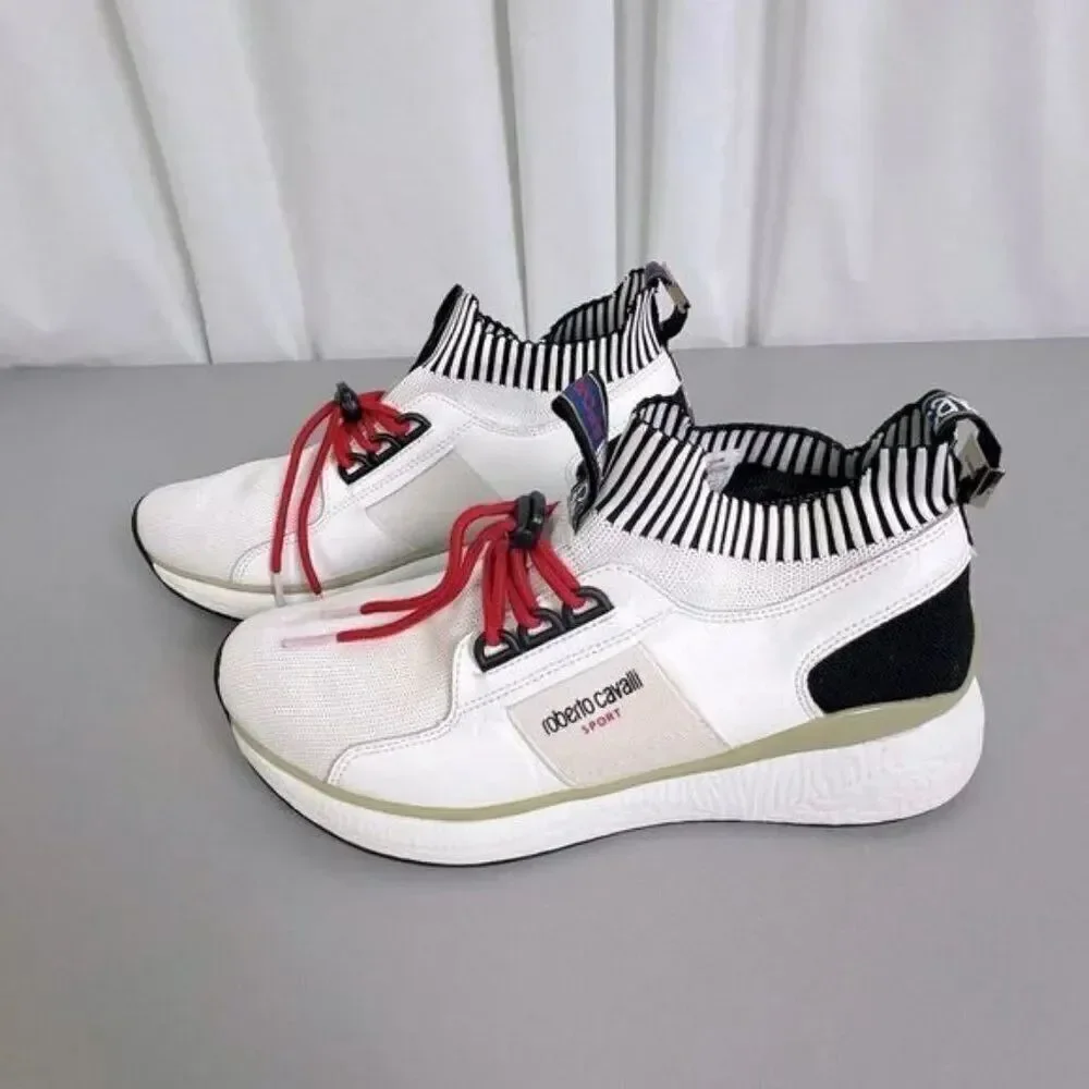 ROBERTO CAVALLI SPORT MENS SNEAKERS WHITE SIZE 8 1/2